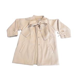 Charming Kids' Cream Pea Coat with Bow Accents